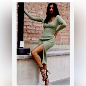 12TH Tribe sage green backless dress